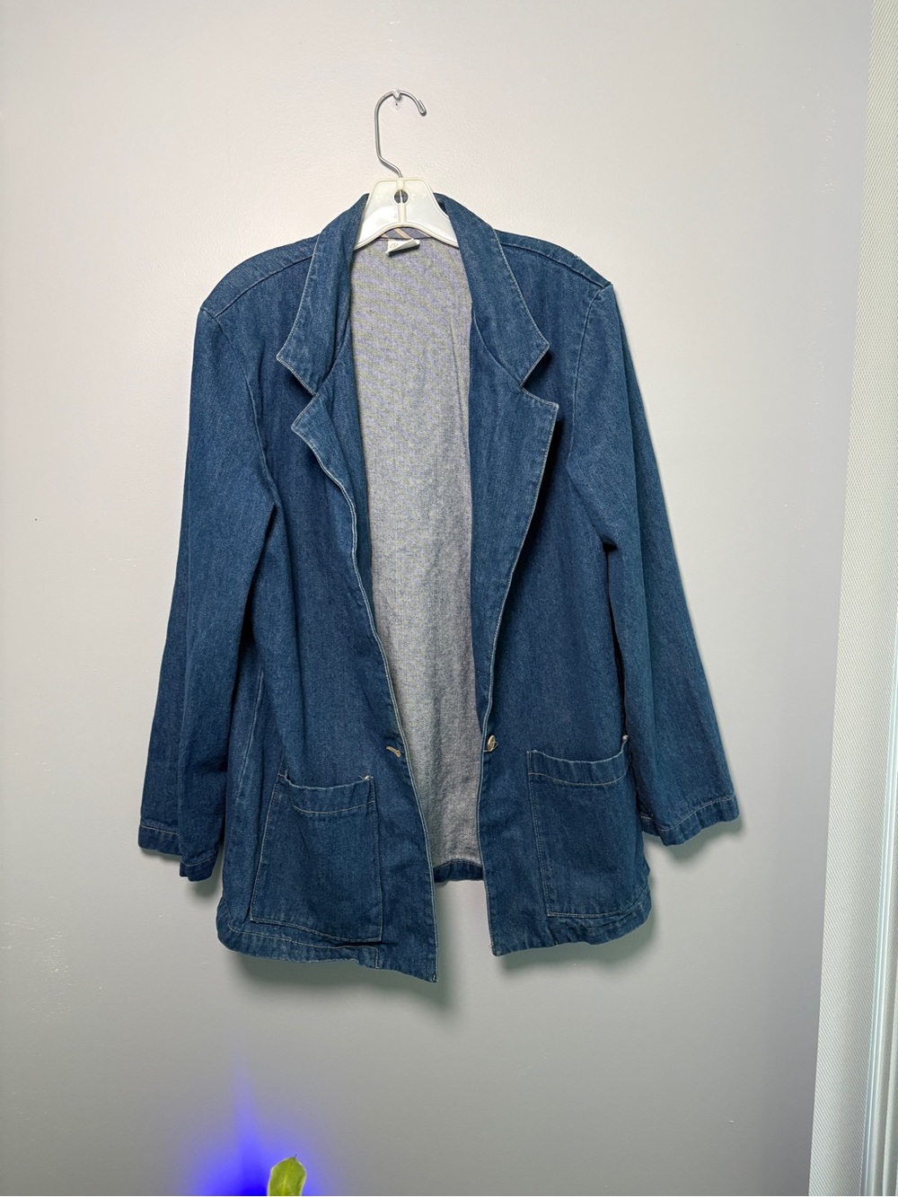 Women's Blue Denim Jacket Blazer - Relaxed Tailored Style